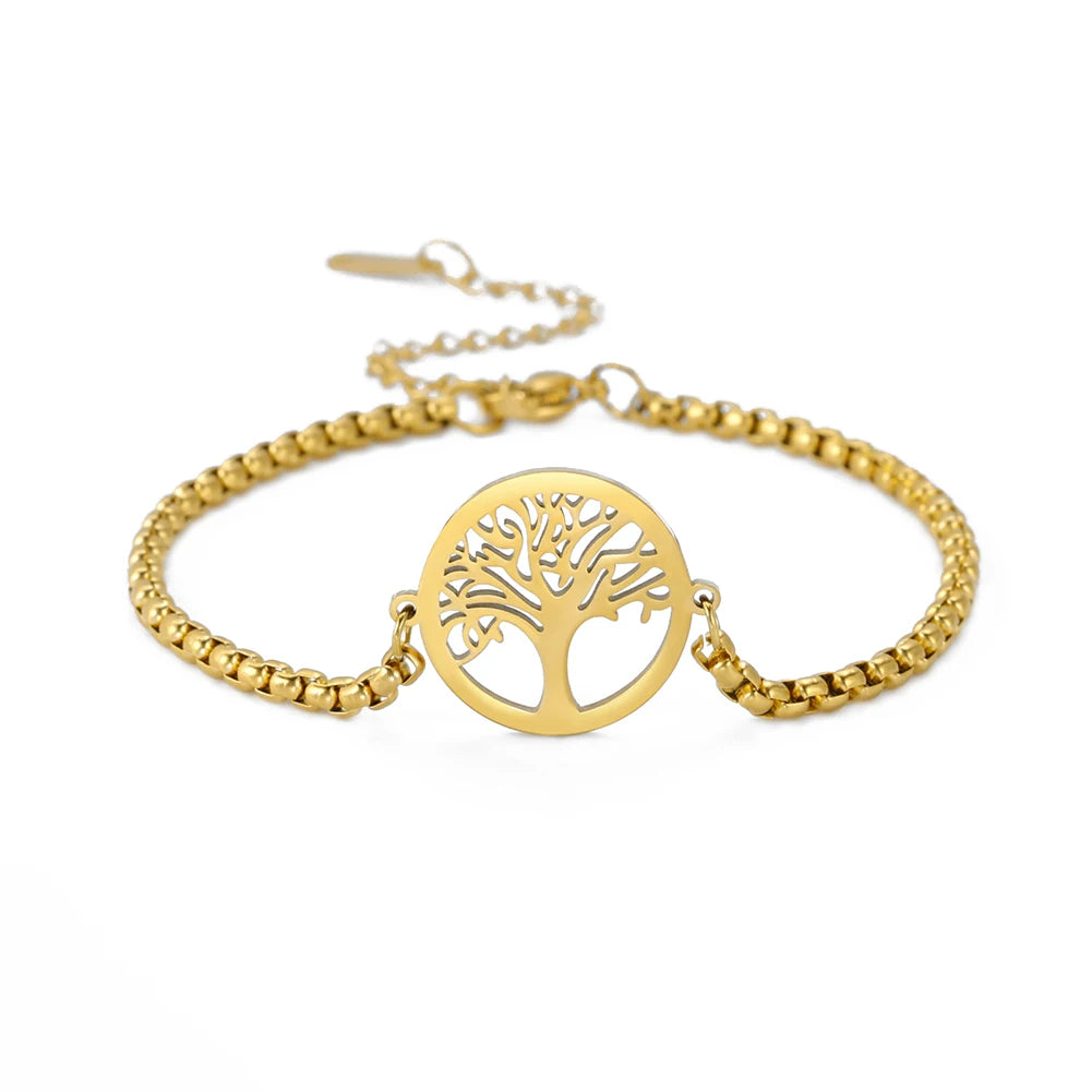 Bracelet For Men Women Stainless Steel Bracelets Hollow Life Tree Pendant Classic Fashion Style Jewelry Wedding Party Gifts