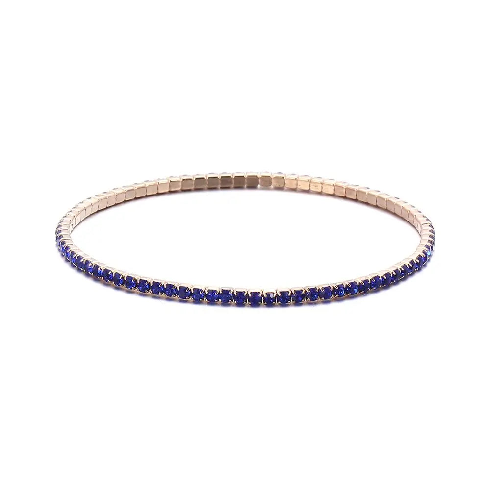 Luxury Rhinestone Elastic Bracelet Women Shiny Colorful Crystal Bangles Adjustable Layered Stackable Bracelet Wristband Jewelry