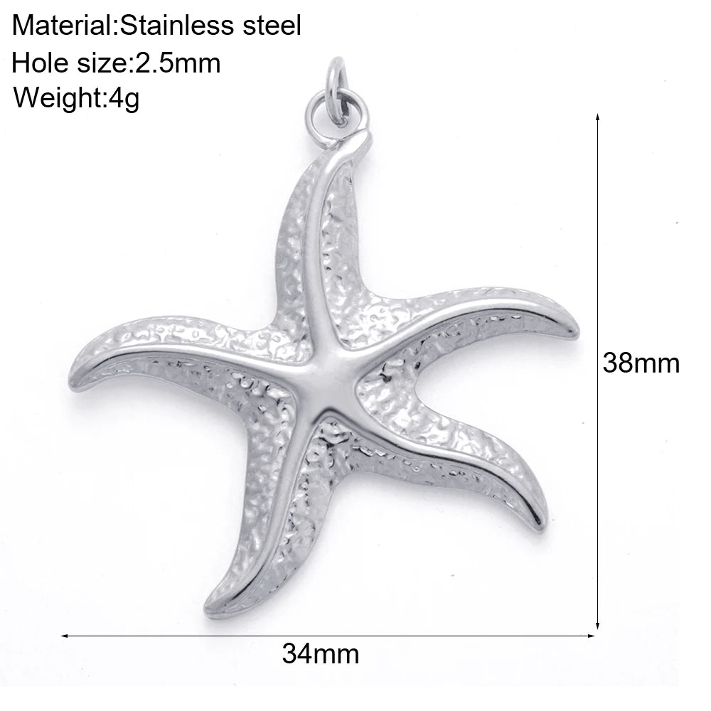Necklaces Women Spring Buckle Chain Silvery Ocean Series Pendant Shell Conch Sea Star Pendants Stainless Steel Women's Jewelry