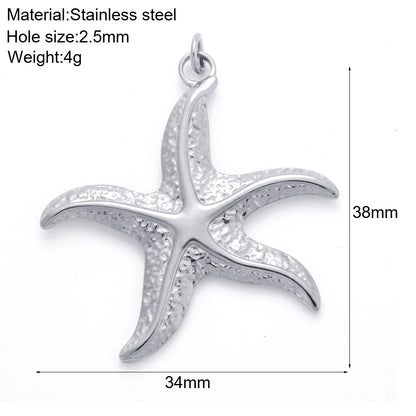 Necklaces Women Spring Buckle Chain Silvery Ocean Series Pendant Shell Conch Sea Star Pendants Stainless Steel Women's Jewelry