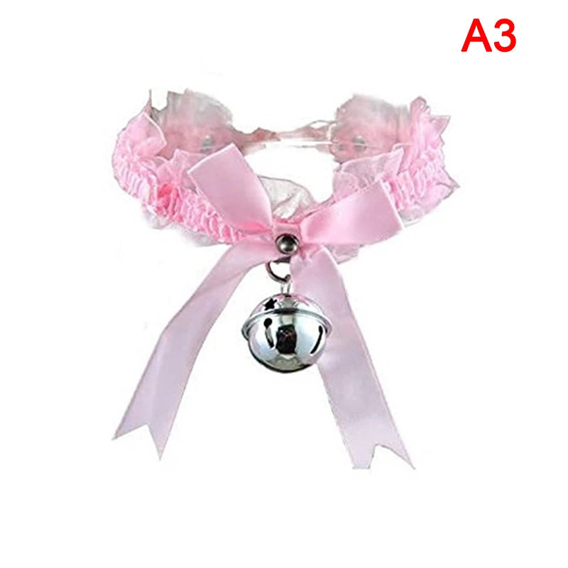 New Adjustable Lace Choker With Bell Sweet Cute Gothic Choker Necklaces Collar For Women Girls Detachable Cosplay Party Jewelry