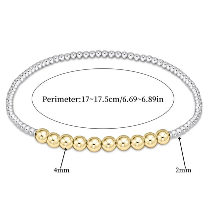 Stackable Beaded Bracelet for Women Adjustable Mixed Metal Jewelry Silver & Gold Plated Two-Tone Layered Bracelets Minimalist