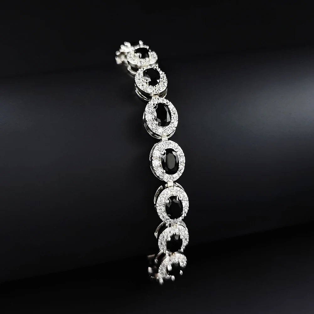 2024 New Luxury Blue Red Green Black silver Color Bracelet Bangle for Women Anniversary Gift Jewelry Wholesale S6923