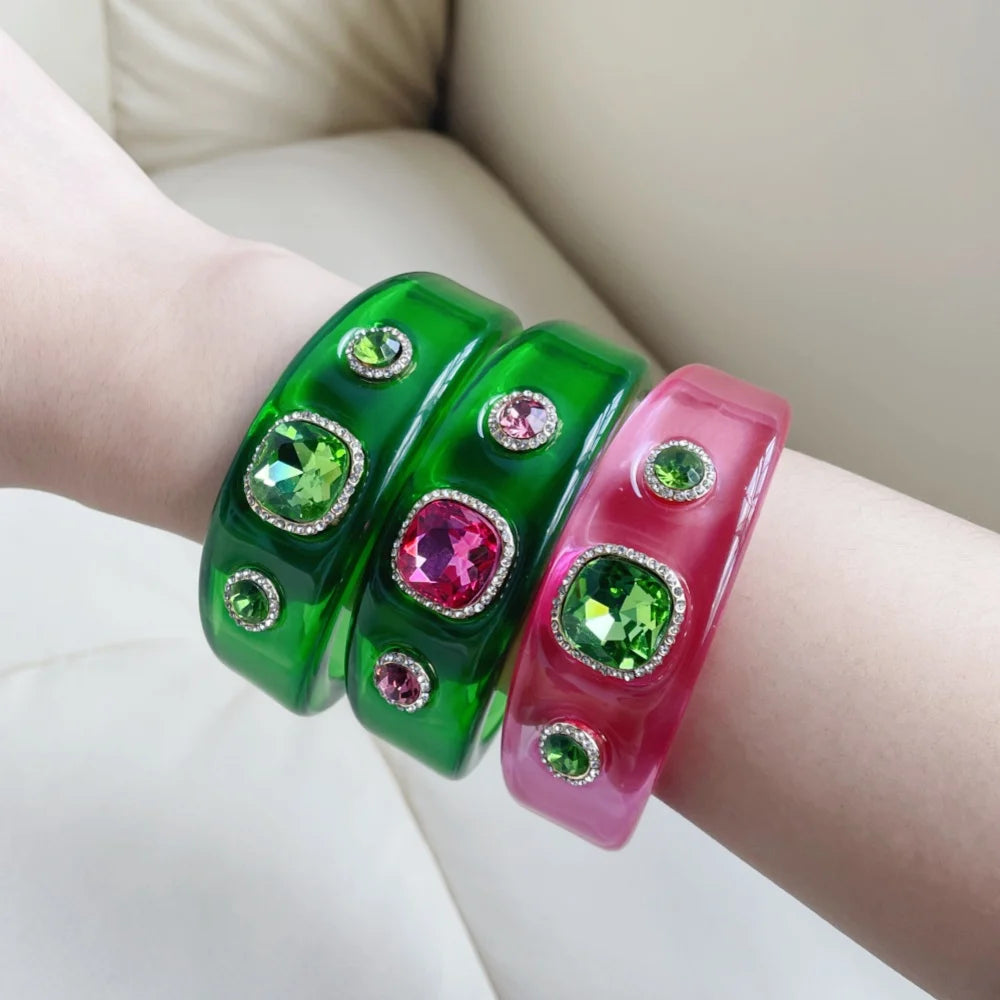 Bracelets Luxury for Woman Exaggerated Geometric Round Gradient Open Chunky Resin Bangles Designer Jewelry Accessories