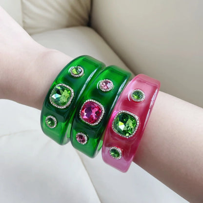 Bracelets Luxury for Woman Exaggerated Geometric Round Gradient Open Chunky Resin Bangles Designer Jewelry Accessories