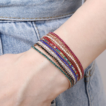 Luxury Rhinestone Elastic Bracelet Women Shiny Colorful Crystal Bangles Adjustable Layered Stackable Bracelet Wristband Jewelry