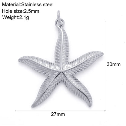 Necklaces Women Spring Buckle Chain Silvery Ocean Series Pendant Shell Conch Sea Star Pendants Stainless Steel Women's Jewelry