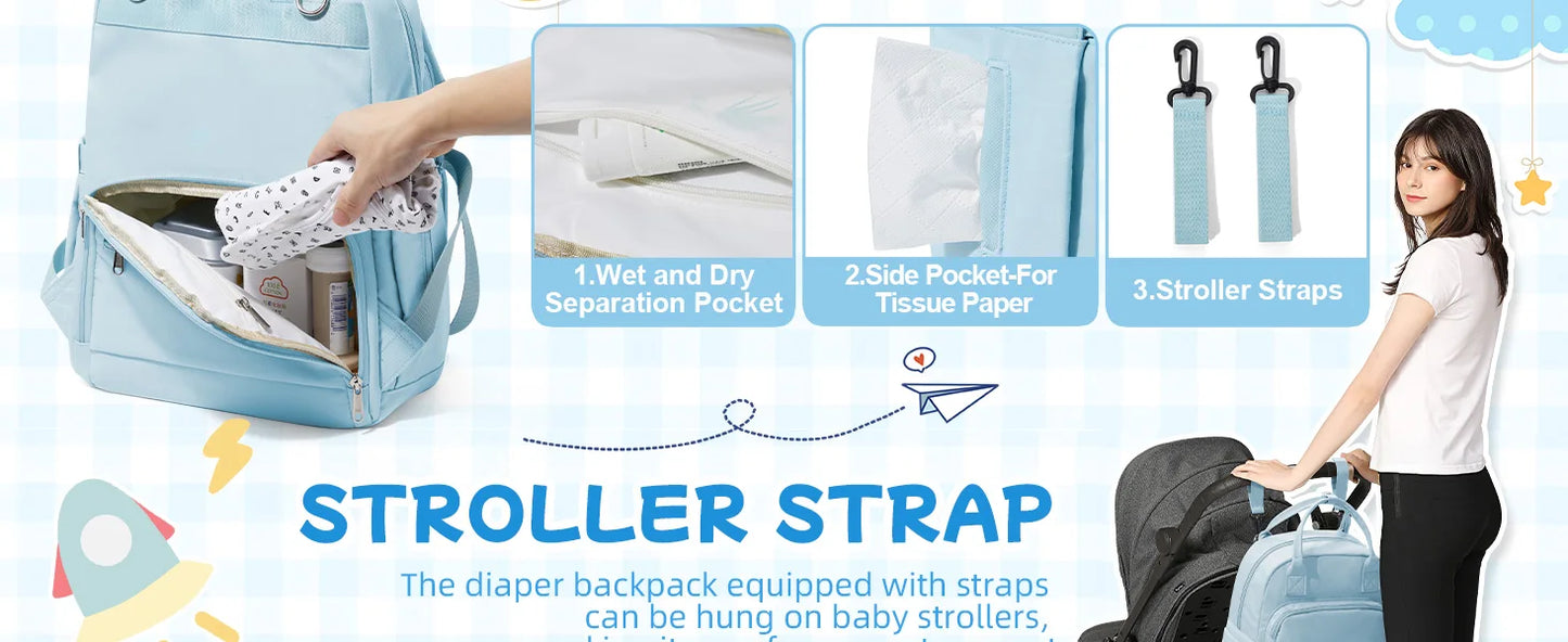 Baby Diaper Bag Backpack, Baby Bag for Boys Girls, Diaper Backpack Large Travel Diaper Bags Shower Gifts Newborn Essentials Bag