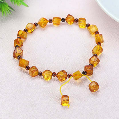 Natural Amber Bracelet Adjustable Rope Baltic Amber Tassel Charm Bracelet Bangle Women Healing Gemstone Fine Jewelry Accessories