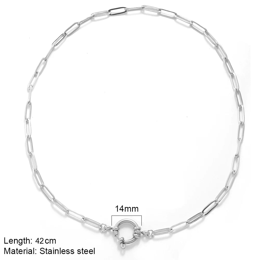 Necklaces Women Spring Buckle Chain Silvery Ocean Series Pendant Shell Conch Sea Star Pendants Stainless Steel Women's Jewelry