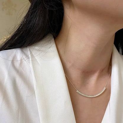 S925 Sterling Silver Necklaces For Women Simple Chain Fashion Minimalist Pendant Necklaces Big Tube Shape Birthday Gift
