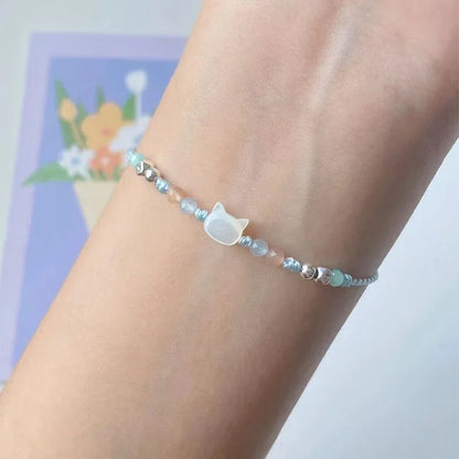 Ins Fashion Handmade Couple Cute Cat Bracelet Unique Stylish Hand Rope for Women Men Beaded Woven Bracelet Wrist Jewelry Gifts