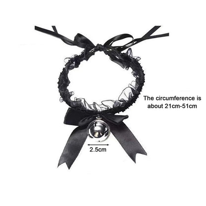 New Adjustable Lace Choker With Bell Sweet Cute Gothic Choker Necklaces Collar For Women Girls Detachable Cosplay Party Jewelry