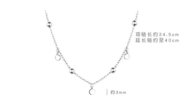 925 Sterling Silver Neck Chain Tassels Round Necklaces Women Jewelry Exquisite Elegant Aesthetic Charms Accessories Argent 925