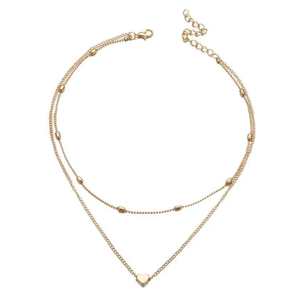 New Minimalist Clavicle Necklaces for Women Heart Love pendants Neck Chain Fashion Jewelry Beach Summer Collares Necklace