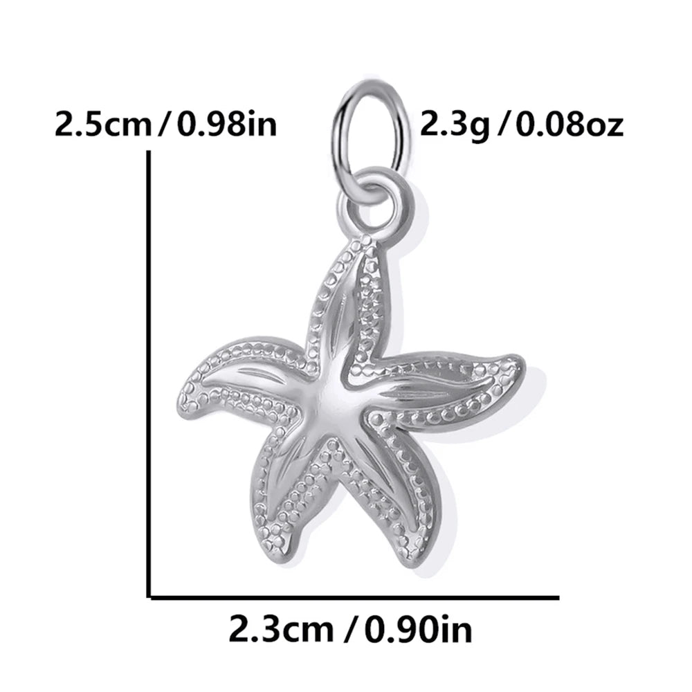 Necklaces Women Spring Buckle Chain Silvery Ocean Series Pendant Shell Conch Sea Star Pendants Stainless Steel Women's Jewelry