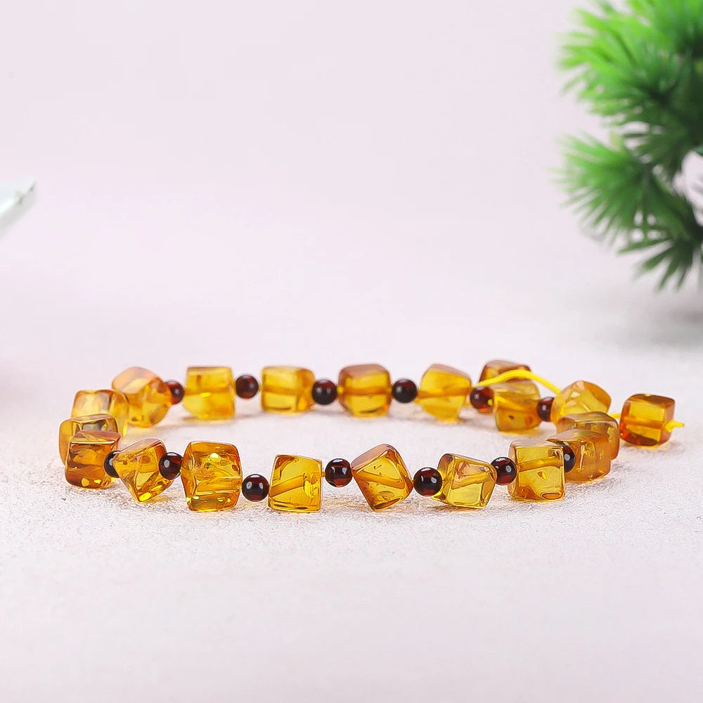 Natural Amber Bracelet Adjustable Rope Baltic Amber Tassel Charm Bracelet Bangle Women Healing Gemstone Fine Jewelry Accessories