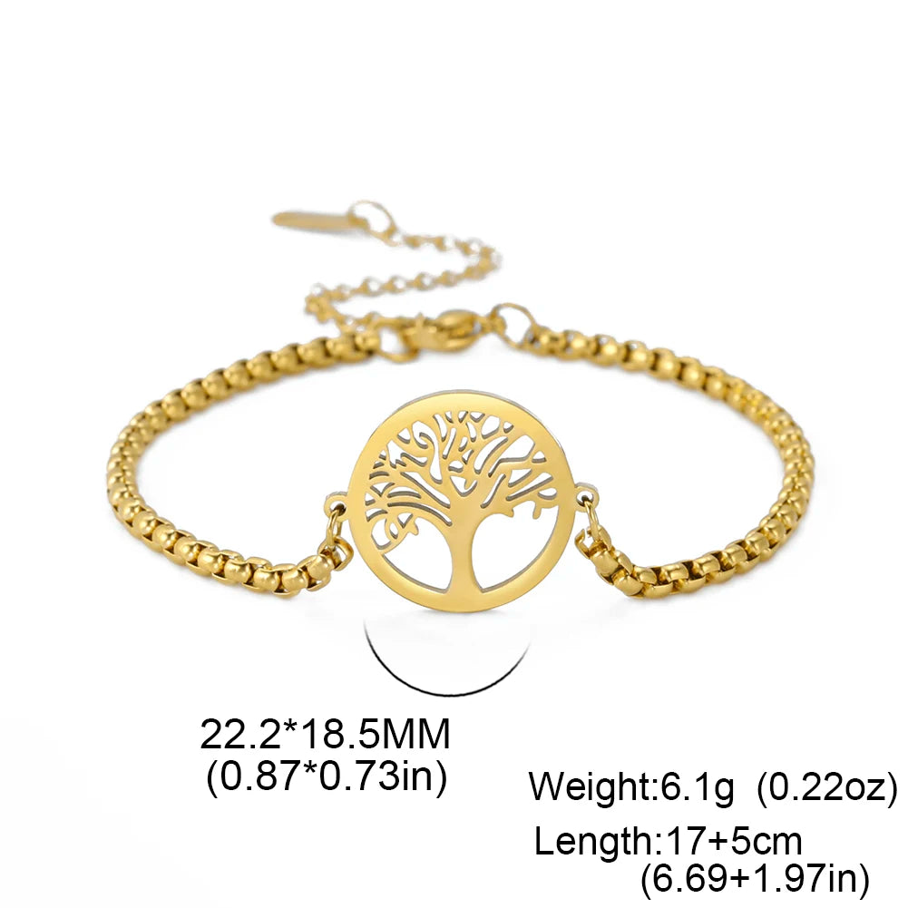 Bracelet For Men Women Stainless Steel Bracelets Hollow Life Tree Pendant Classic Fashion Style Jewelry Wedding Party Gifts