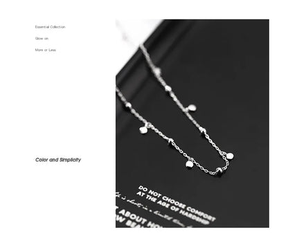 925 Sterling Silver Neck Chain Tassels Round Necklaces Women Jewelry Exquisite Elegant Aesthetic Charms Accessories Argent 925