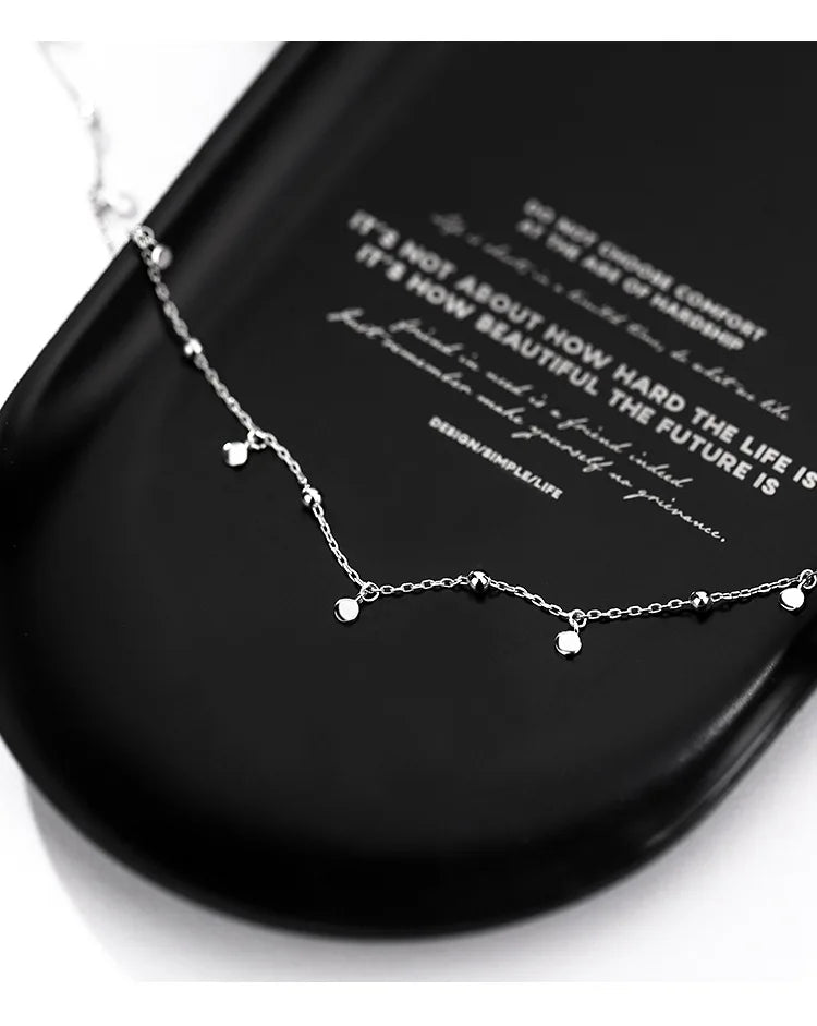 925 Sterling Silver Neck Chain Tassels Round Necklaces Women Jewelry Exquisite Elegant Aesthetic Charms Accessories Argent 925