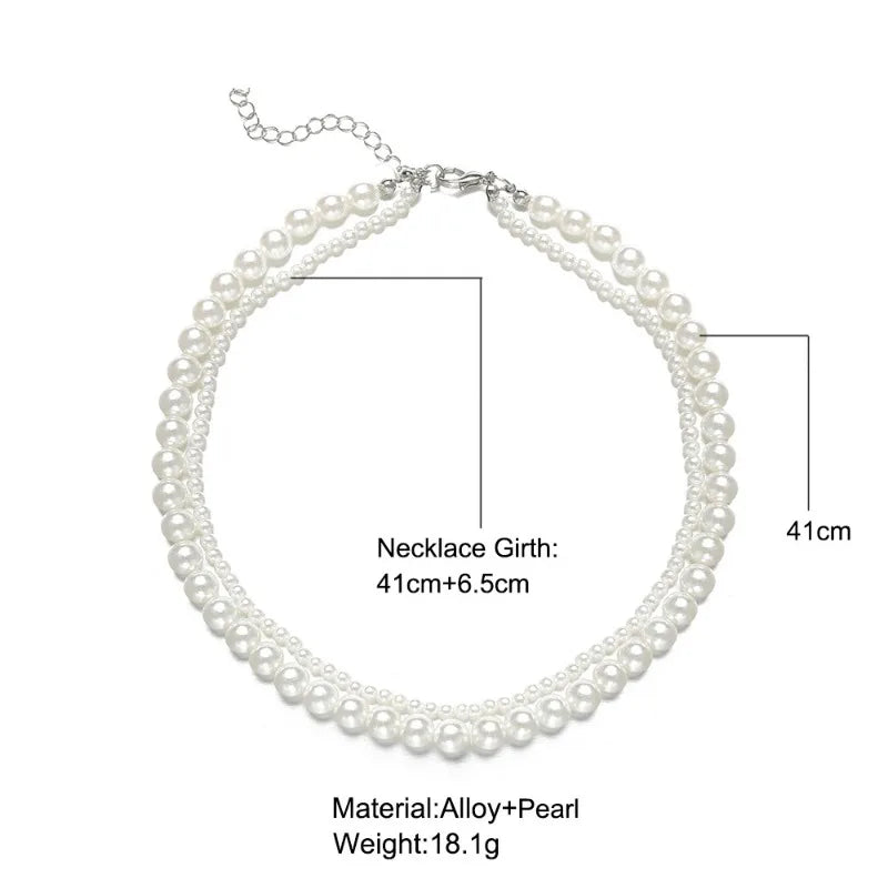 New Elegant Pearl Beaded Choker Necklace Ladies Exquisite Double Layer Clavicle Chain Necklace Jewelry For Ladies Gift