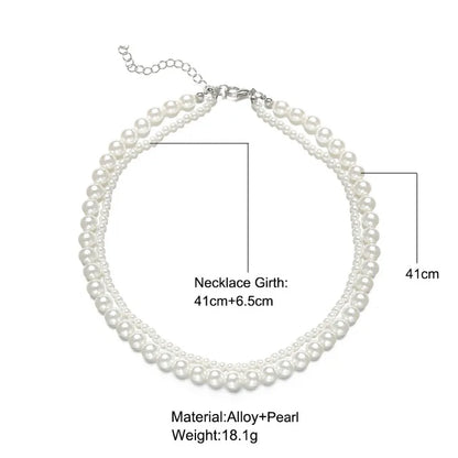 New Elegant Pearl Beaded Choker Necklace Ladies Exquisite Double Layer Clavicle Chain Necklace Jewelry For Ladies Gift
