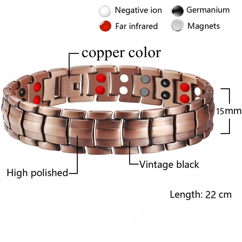 Copper Color Bracelets for Women&Men Therapy Health Magnetic Healing Bracelet Bio Energy Arthritis Pain Valentine's Day Gifts