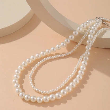 New Elegant Pearl Beaded Choker Necklace Ladies Exquisite Double Layer Clavicle Chain Necklace Jewelry For Ladies Gift