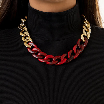 Simple Exaggerated Necklace Lady 4 Color Hip Hop Distorted Thick CCB Chain Creative Necklaces Fashion Glamour Girl Jewelry Gift