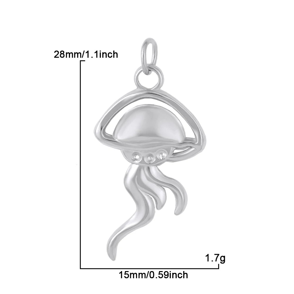 Necklaces Women Spring Buckle Chain Silvery Ocean Series Pendant Shell Conch Sea Star Pendants Stainless Steel Women's Jewelry