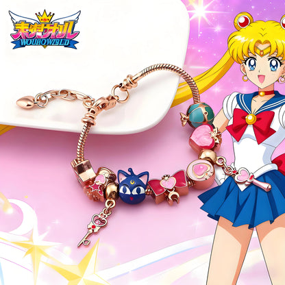 Cute Bracelet for Women - Gold Enamel Heart and Star Bow Bracelet Cute Everyday Wear Jewelry Cosplay Party Favor