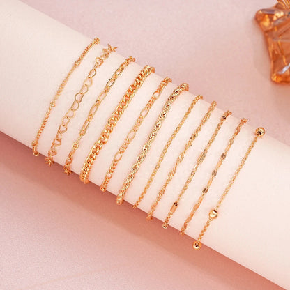 11-piece Women's Bracelet Set Atmosphere Creative Temperament European And American Basic Multi-layer Chain Bracelet