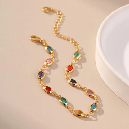 Elegant 18K Gold Plated Colorful Rhinestone Beads Bracelet for Women 2025 New Trend Bracelets Party Jewelry Gifts