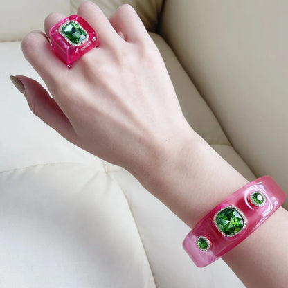 Bracelets Luxury for Woman Exaggerated Geometric Round Gradient Open Chunky Resin Bangles Designer Jewelry Accessories