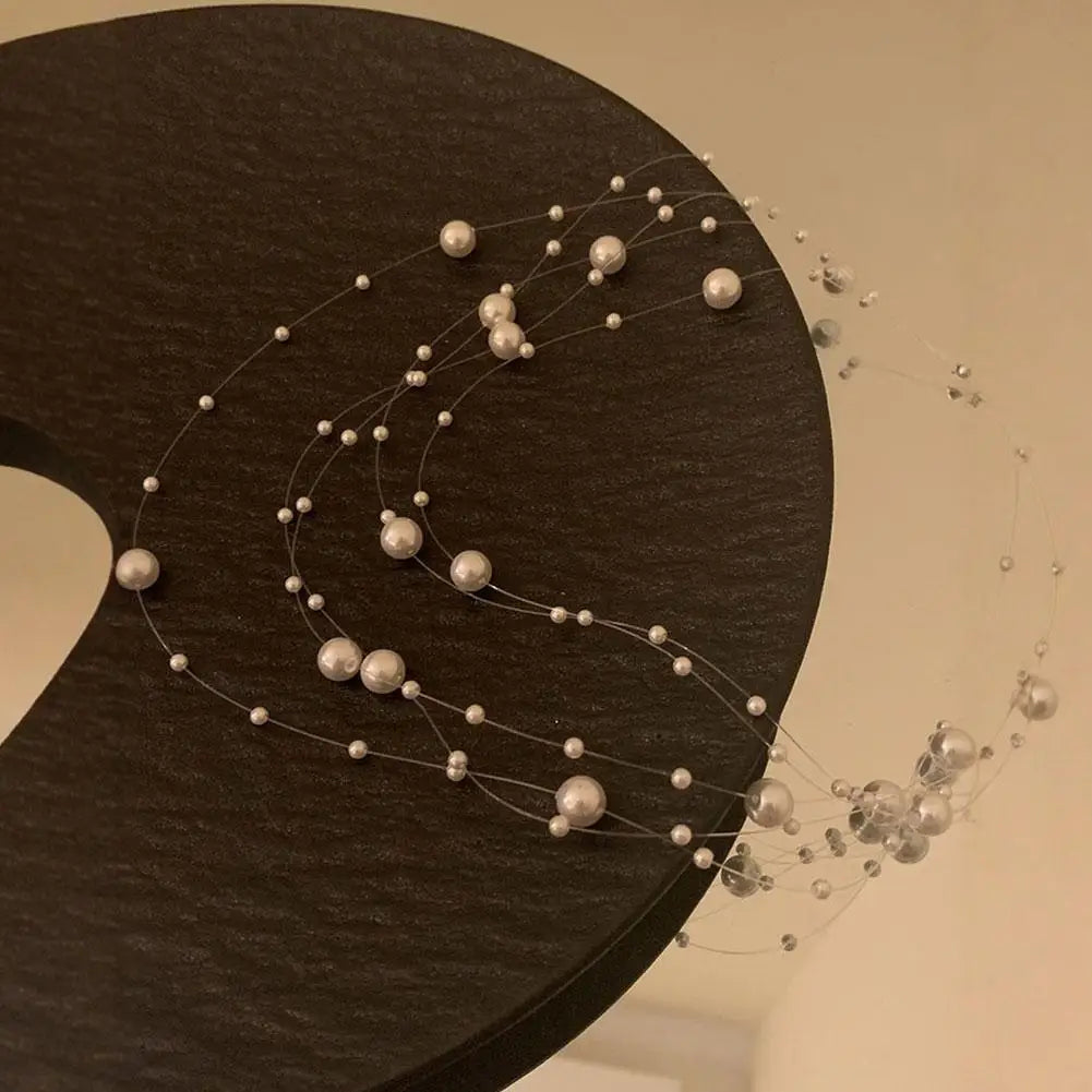 Elegant White Pearl Necklace Women's Clavicle Chain New 2025 Style Autumn/Winter High-End Sweater Chain Multi-Layer Pearl