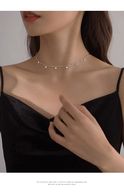 925 Sterling Silver Neck Chain Tassels Round Necklaces Women Jewelry Exquisite Elegant Aesthetic Charms Accessories Argent 925