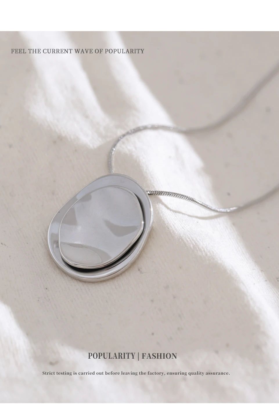 NiNice Necklaces for Women 316L Stainless Steel Original Double Circle Overlay Pendant Personalized Sweater Chain Fashionable