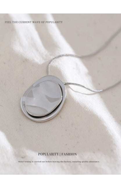 NiNice Necklaces for Women 316L Stainless Steel Original Double Circle Overlay Pendant Personalized Sweater Chain Fashionable