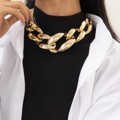 Exaggerated Big Choker Necklace Collar for Women Hiphop Chunky Chain Necklaces on the Neck Pearl Beads Jewelry