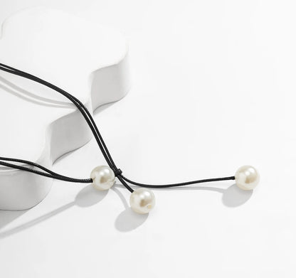 Fashion, simplicity, imitation pearl, clavicle chain, double layer, wax thread, versatile necklace for women