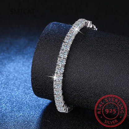 Charm Bracelets For Women High Quality S925 Silver Platinum Plated Moissanite Bracelet Simple Personality Wedding Jewelry Gift