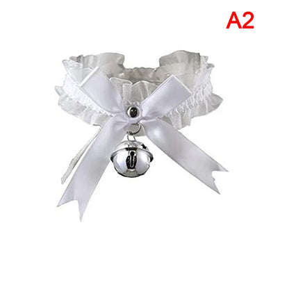New Adjustable Lace Choker With Bell Sweet Cute Gothic Choker Necklaces Collar For Women Girls Detachable Cosplay Party Jewelry