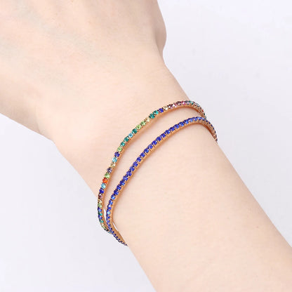 Luxury Rhinestone Elastic Bracelet Women Shiny Colorful Crystal Bangles Adjustable Layered Stackable Bracelet Wristband Jewelry