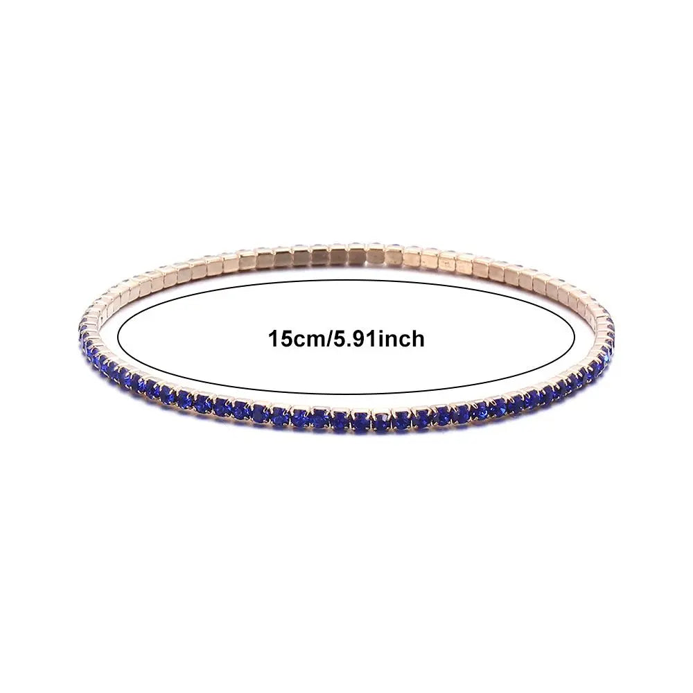 Luxury Rhinestone Elastic Bracelet Women Shiny Colorful Crystal Bangles Adjustable Layered Stackable Bracelet Wristband Jewelry