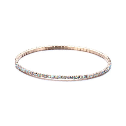 Luxury Rhinestone Elastic Bracelet Women Shiny Colorful Crystal Bangles Adjustable Layered Stackable Bracelet Wristband Jewelry