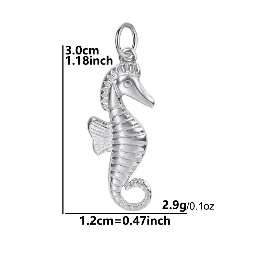 Necklaces Women Spring Buckle Chain Silvery Ocean Series Pendant Shell Conch Sea Star Pendants Stainless Steel Women's Jewelry