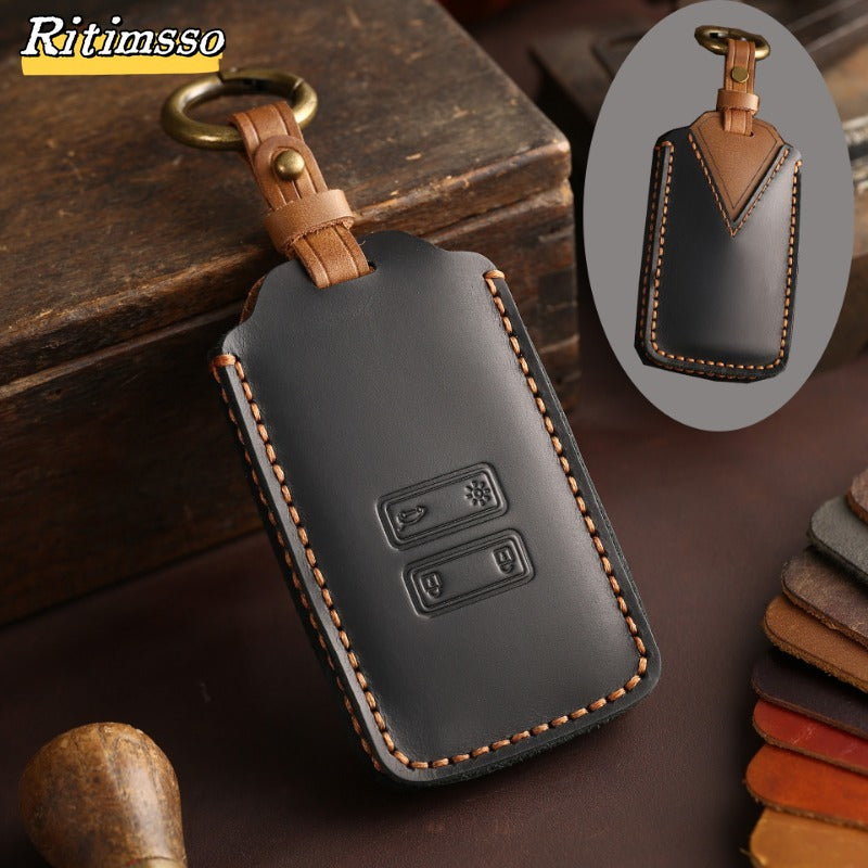 For Renault Captur Koleos Kadjar Zoe Arkana Espace Clio Megane Grand Scenic Sandero Dacia Duster Card Leather Car Key Cover