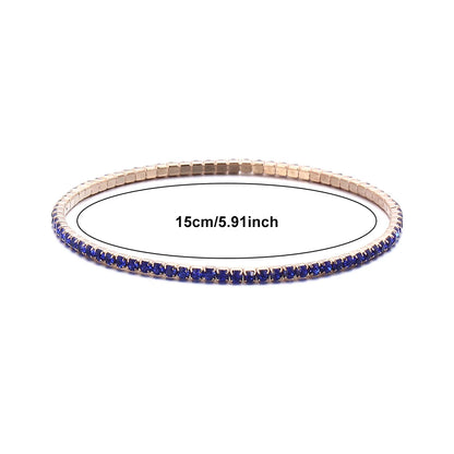 Luxury Rhinestone Elastic Bracelet Women Shiny Colorful Crystal Bangles Adjustable Layered Stackable Bracelet Wristband Jewelry