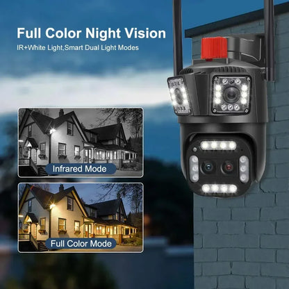 16MP 8K HD Wifi Camera Outdoor 12X Zoom Four Lens Three Screen Auto Tracking Security Protection 4K PTZ Video Surveillance CCTV