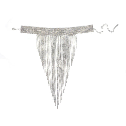 1 Piece Fashionable, Simple, Versatile Necklace, Luxurious Rhinestone Tassel Necklace, Sexy Bar And Nightclub